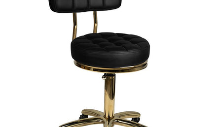 Tattoo Hocker mit Rückenlehne - gesteppt - gold schwarz