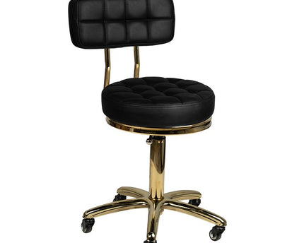 Tattoo Hocker mit Rückenlehne - gesteppt - gold schwarz