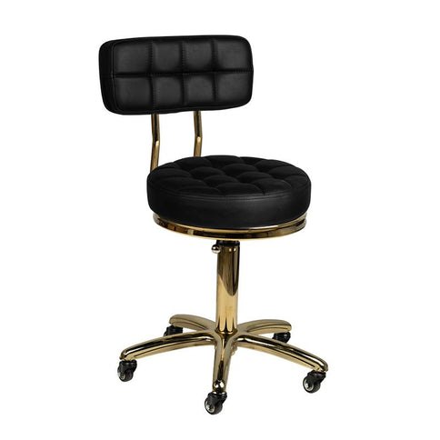 Tattoo Hocker mit Rückenlehne - gesteppt - gold schwarz