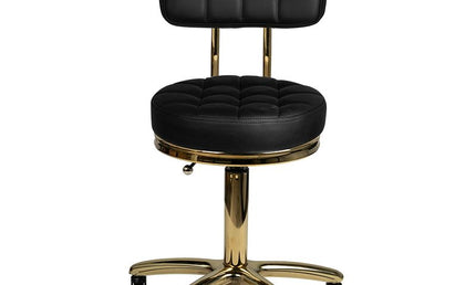 Tattoo Hocker mit Rückenlehne - gesteppt - gold schwarz
