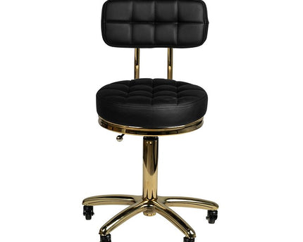 Tattoo Hocker mit Rückenlehne - gesteppt - gold schwarz