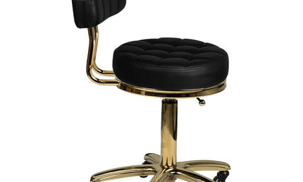 Tattoo Hocker mit Rückenlehne - gesteppt - gold schwarz
