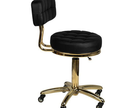 Tattoo Hocker mit Rückenlehne - gesteppt - gold schwarz