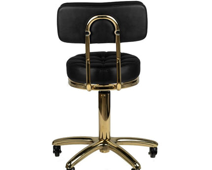 Tattoo Hocker mit Rückenlehne - gesteppt - gold schwarz