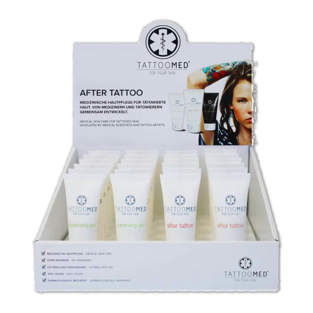 TattooMed® After Tattoo / Cleansing Gel - 25ml Mix (2x 12Stk. im Tischaufsteller)