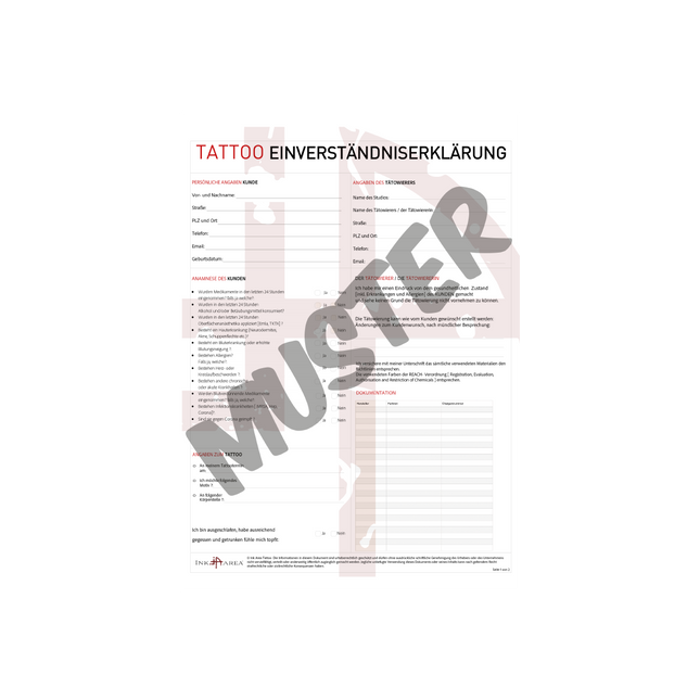 TATTOO SHOP EINVERSTÄNDNISERKLÄRUNG