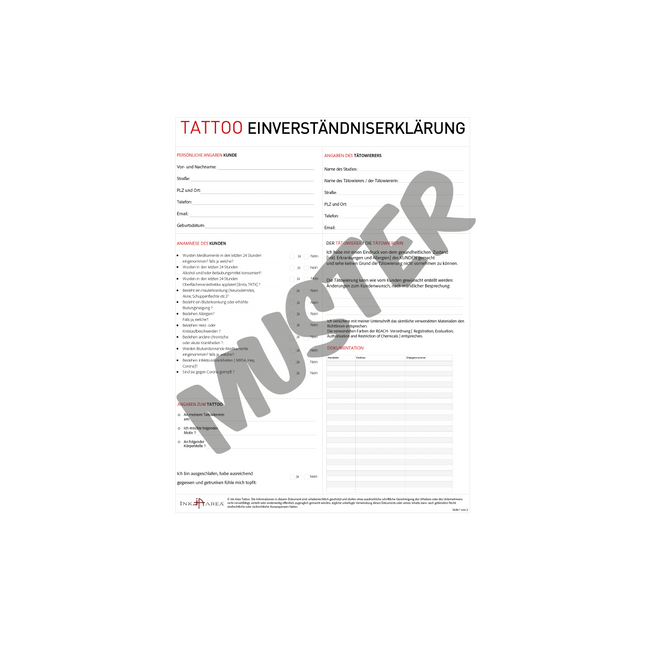 TATTOO SHOP EINVERSTÄNDNISERKLÄRUNG
